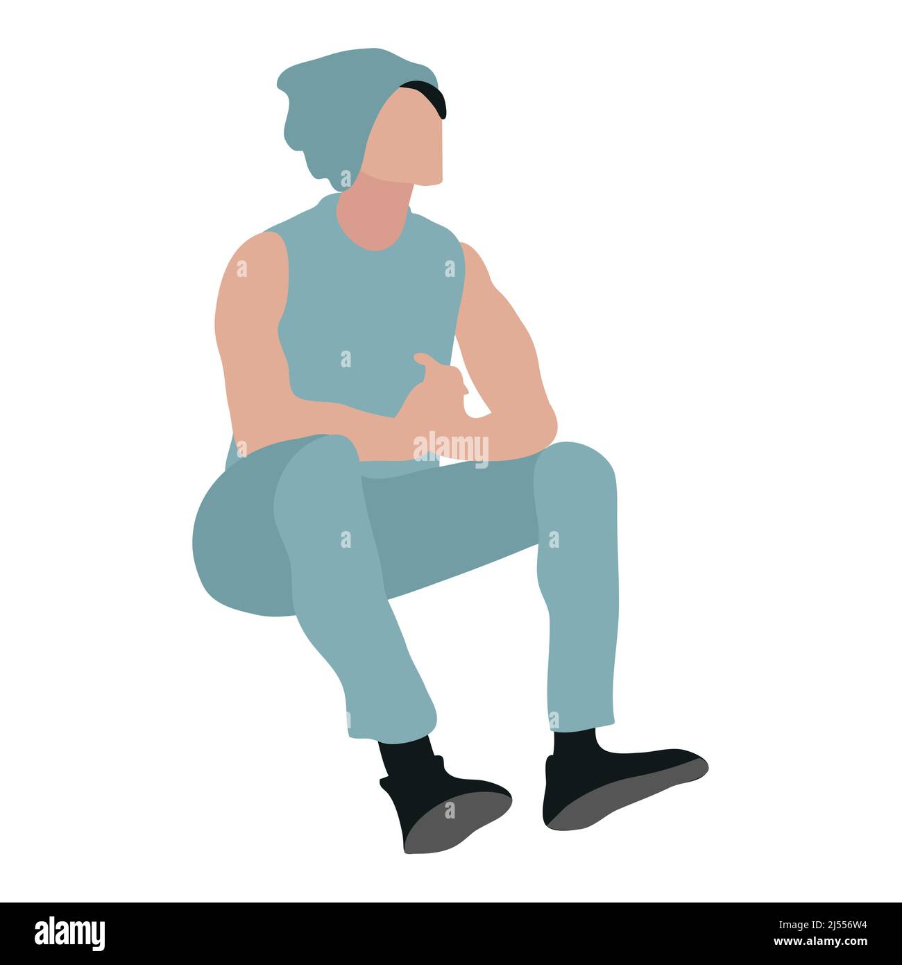 Einsamer Mann sitzend Vektor-Illustration isoliert Stock Vektor