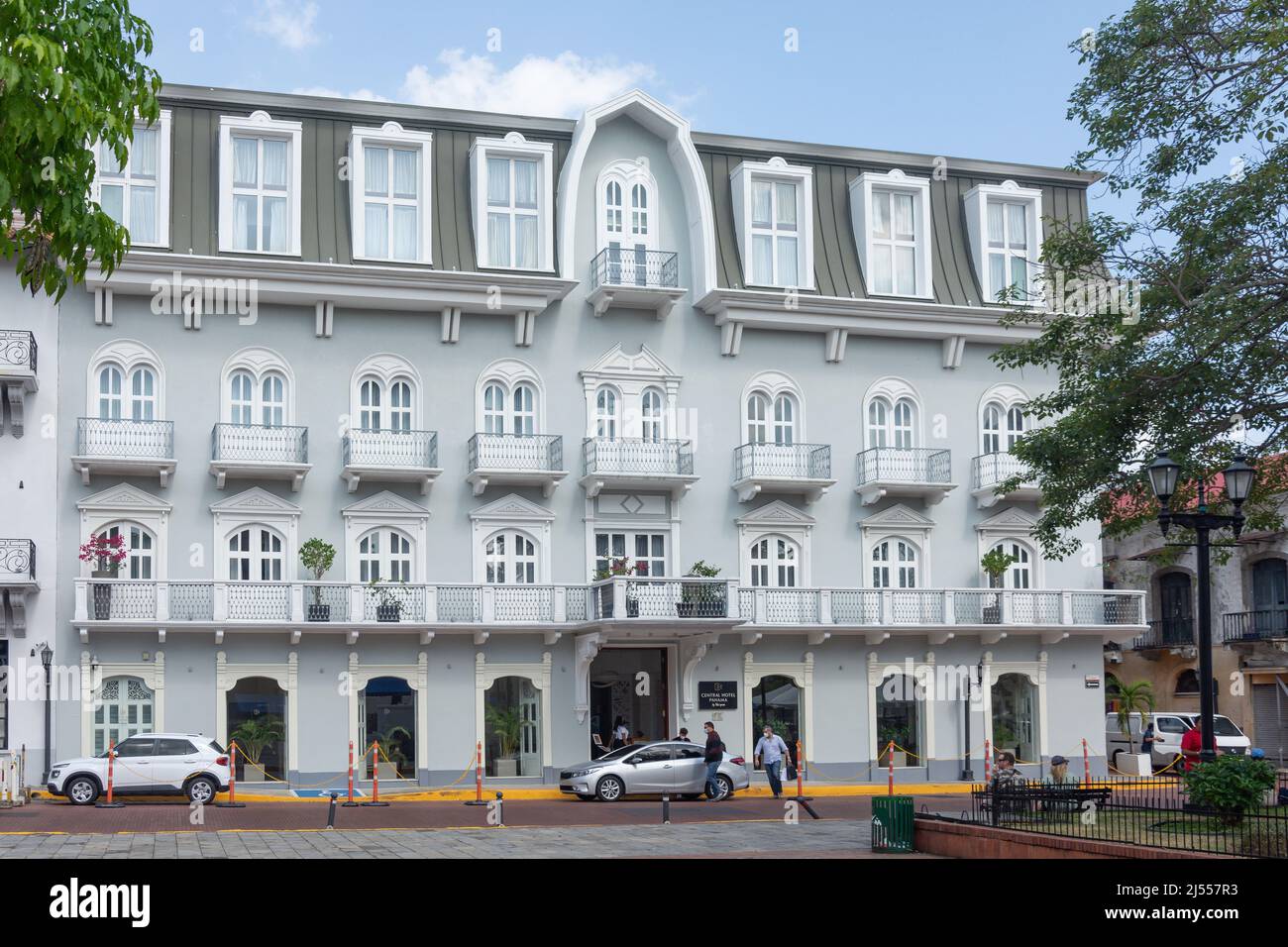 Central Hotel, Plaza Mayor, Old Quarter (Casco Viejo), Panama City, Panama Province, Republik Panama Stockfoto