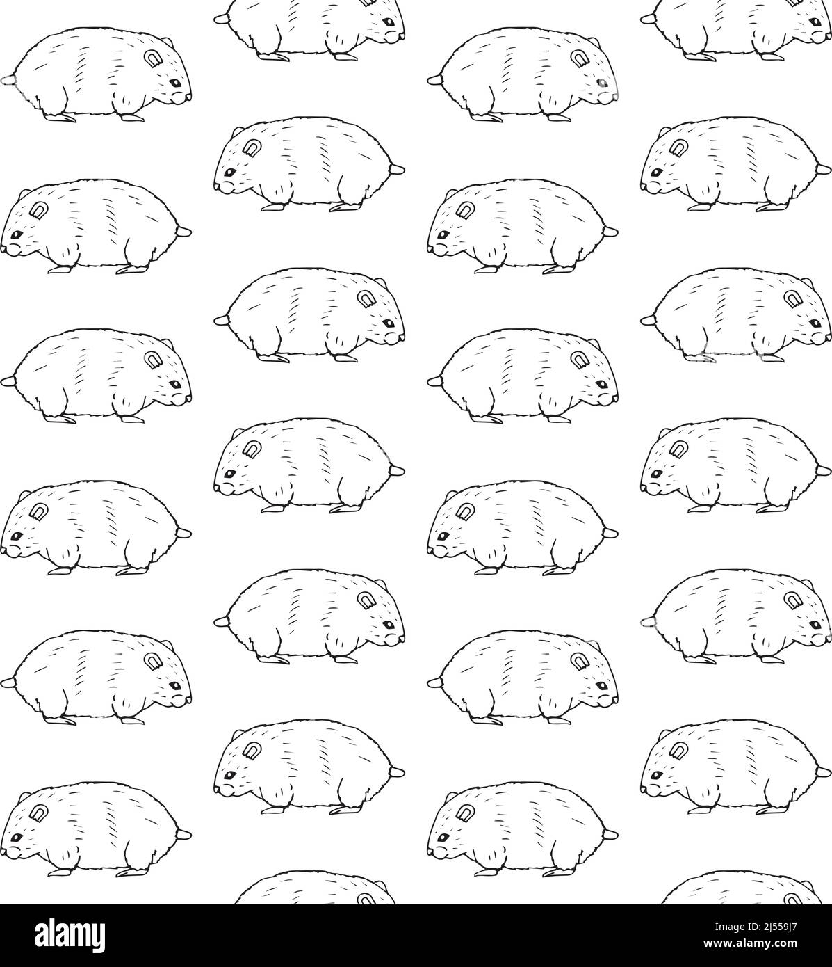 Vektor nahtloses Muster von Hand gezeichneten Hamster Stock Vektor