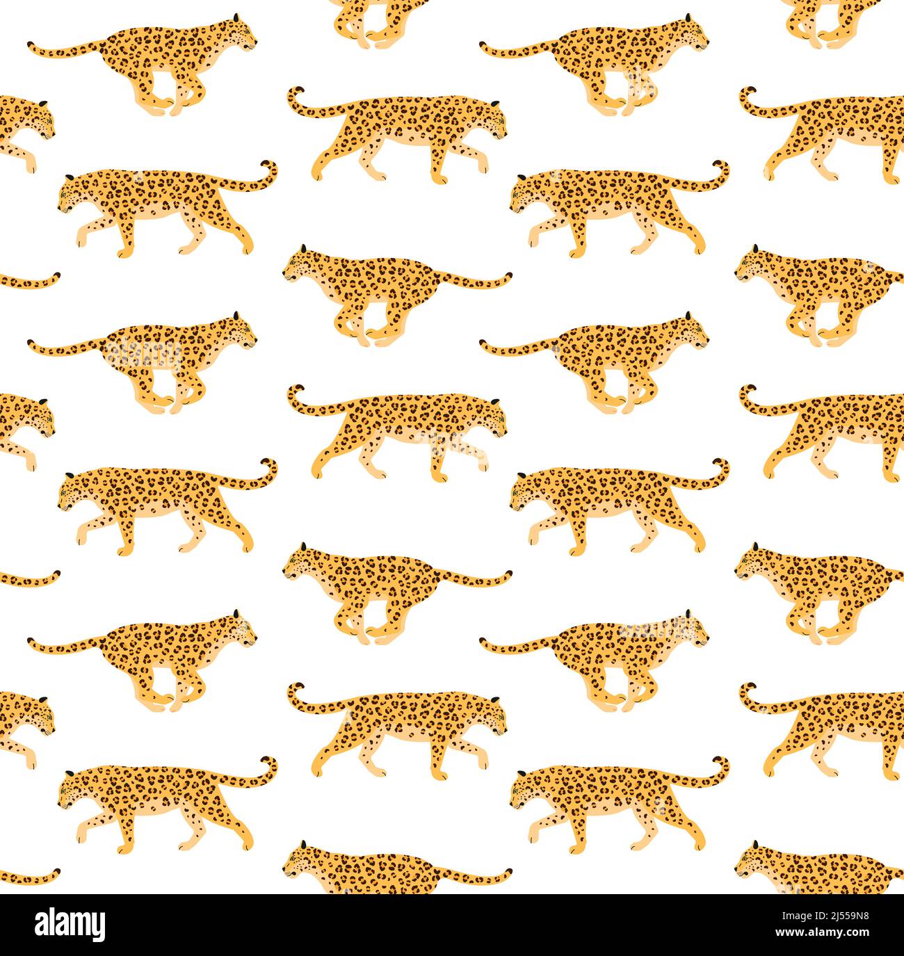 Vektor nahtloses Muster von flachen Leoparden Stock Vektor