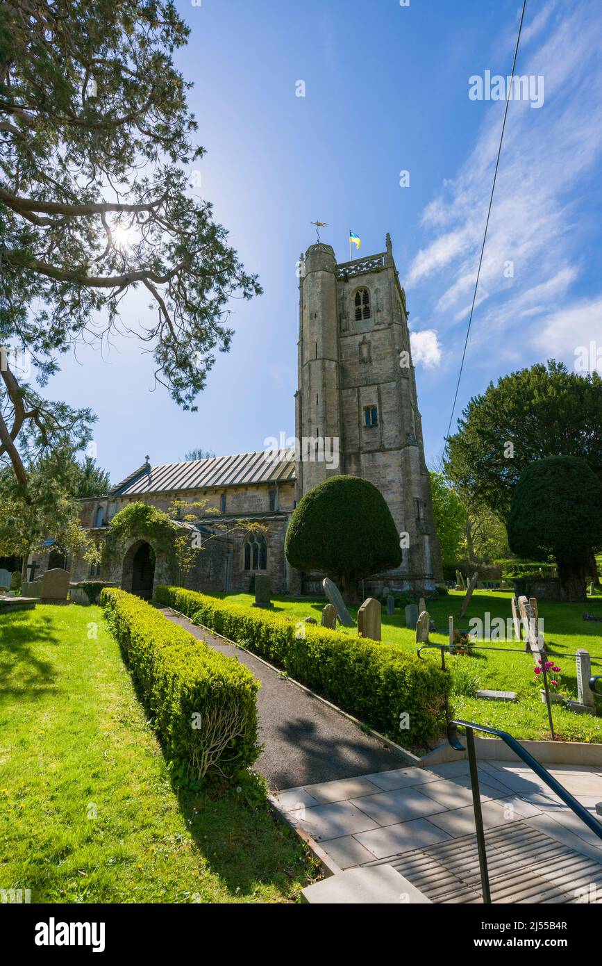 Die Norman Church of St Michael the Archangel in Compton Martin in der Mendip Hills National Landscape, Somerset, England. Stockfoto