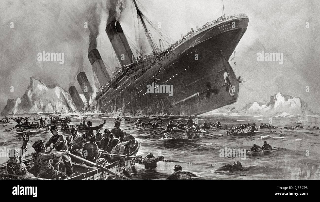 Titanic sinkt, Gemälde von Willy Stöwer Stockfoto
