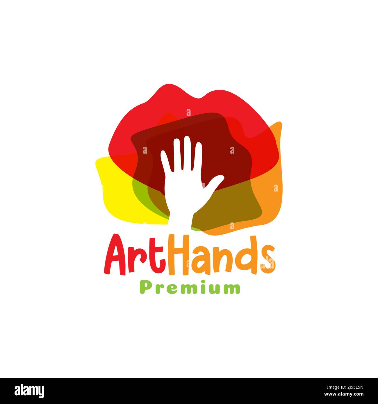 Negative Raum bunte Hand Kunst abstrakt Logo Design, Vektor Grafik Symbol Symbol Illustration kreative Idee Stock Vektor