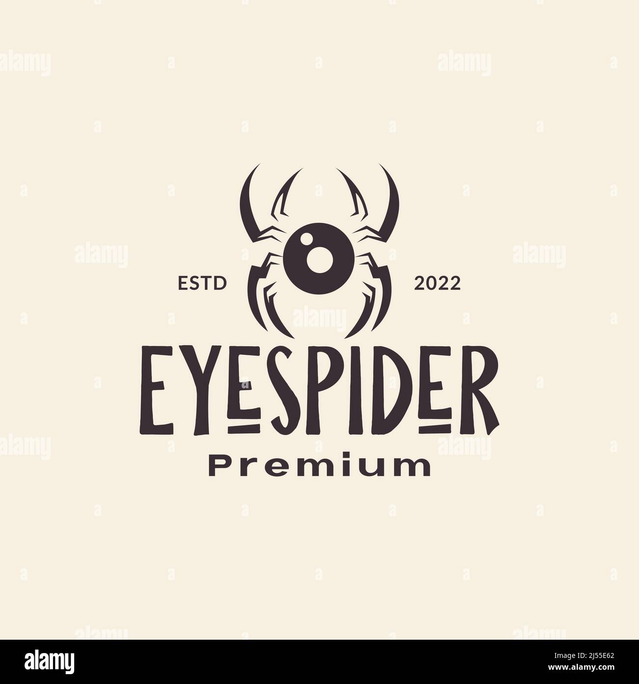 Vintage Auge mit Spinnen Logo-Design, Vektor-Grafik Symbol Symbol Illustration kreative Idee Stock Vektor