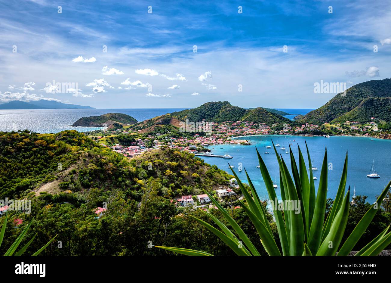 Bucht von Les Saintes, Terre-de-Haut, Iles des Saintes, Les Saintes, Guadeloupe, Kleinere Antillen, Karibik. Stockfoto
