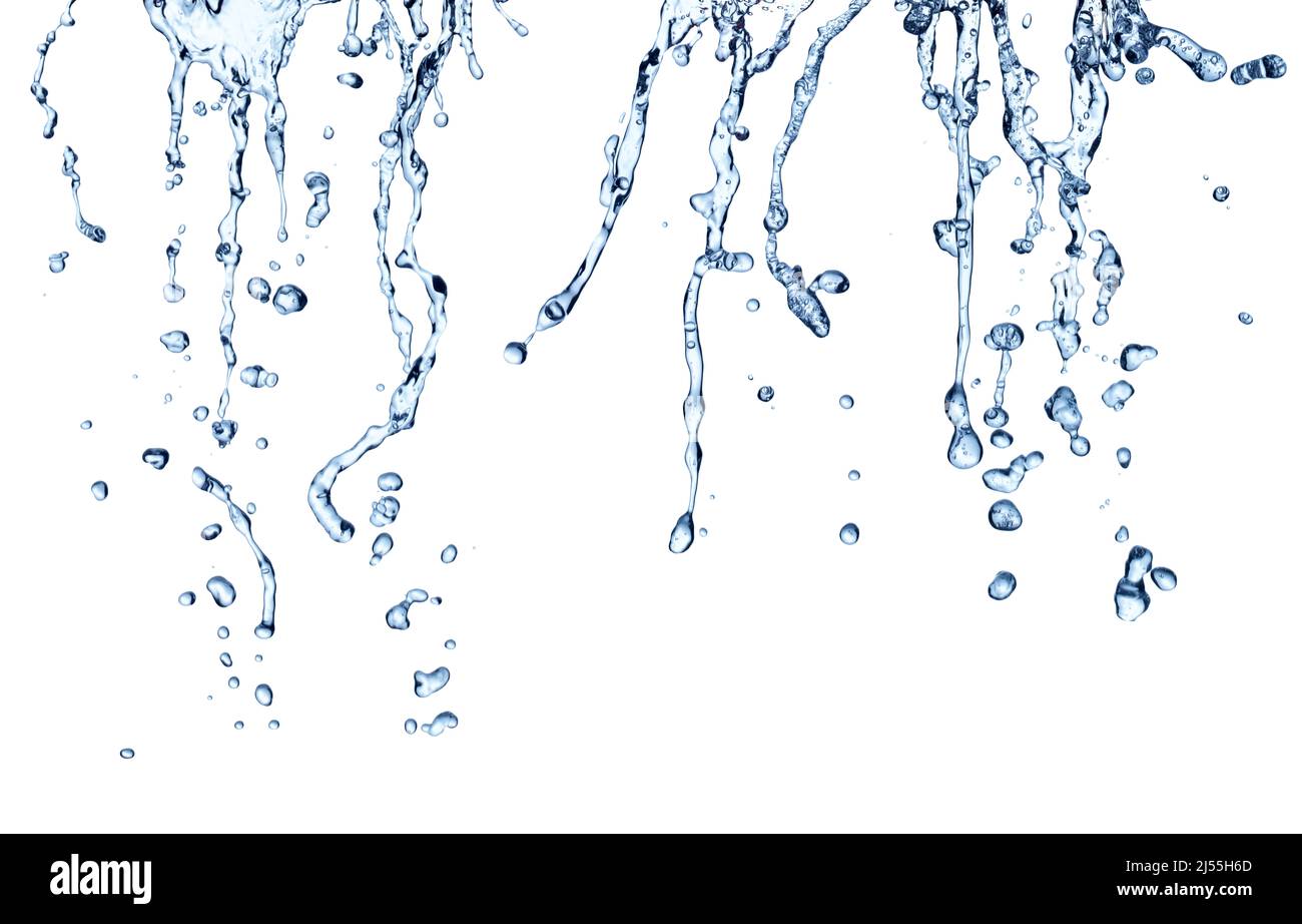 Wasserspritzer Tropfen blaue Flüssigkeitsblase Stockfoto