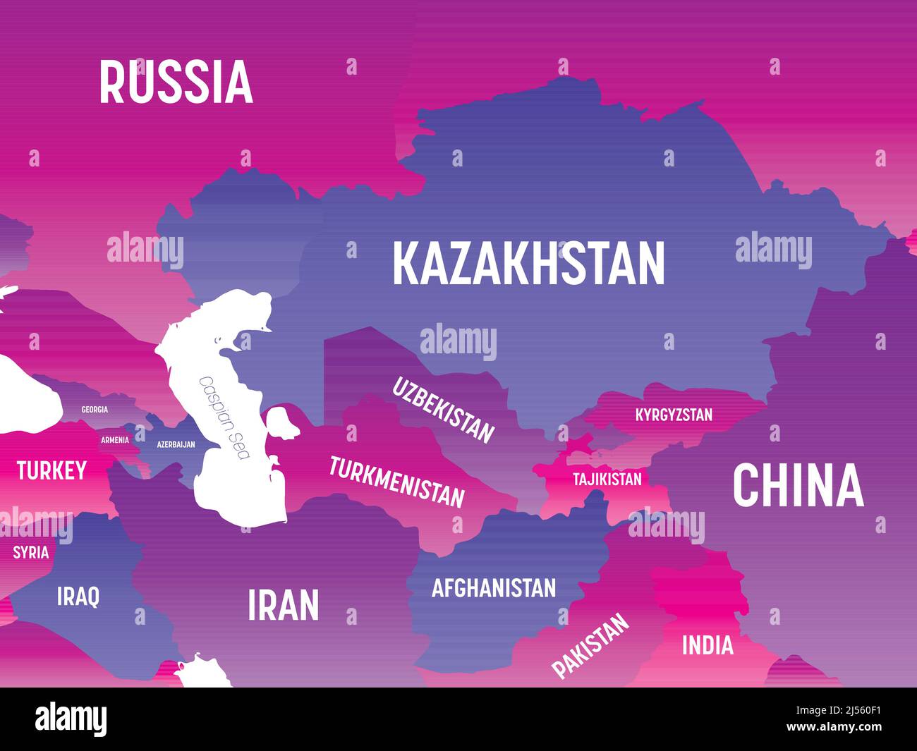 Zentralasien Detaillierte politische Karte mit Ablables Stock Vektor