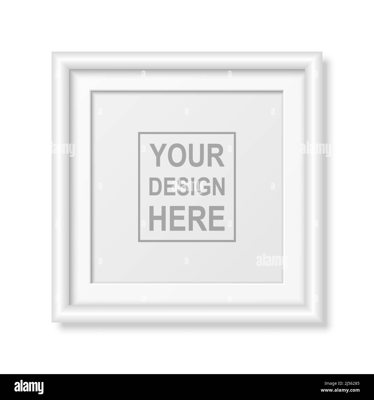 Vector 3D realistische weiße Quadrat Kunststoff oder Holz einfach modernen Rahmen isoliert. Design-Vorlage für Foto, Bilderrahmen für Mockup, Präsentationen Stock Vektor