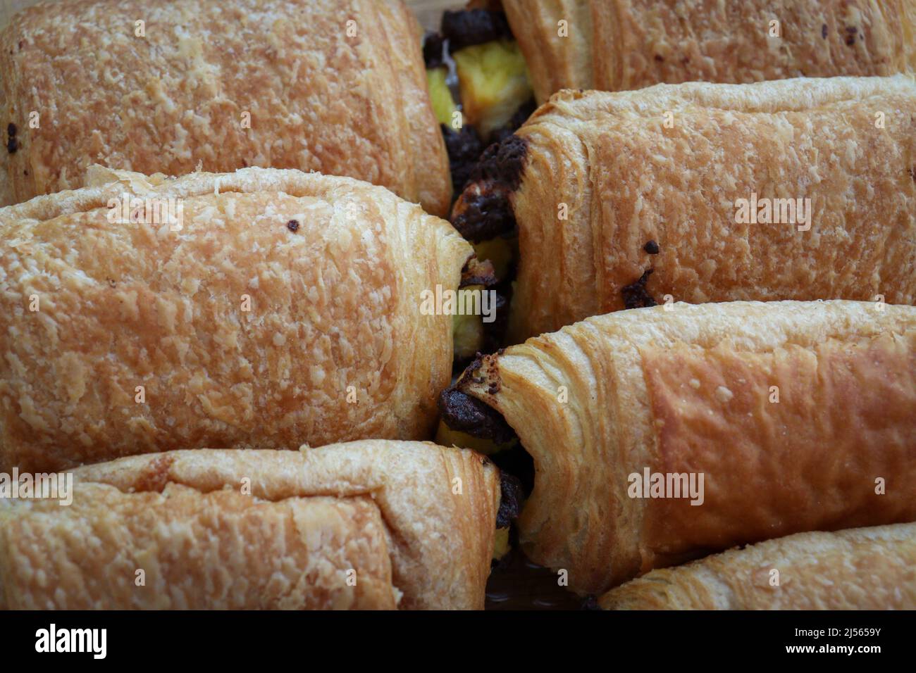 Pain au chocolat avec creme patissiere Stockfoto