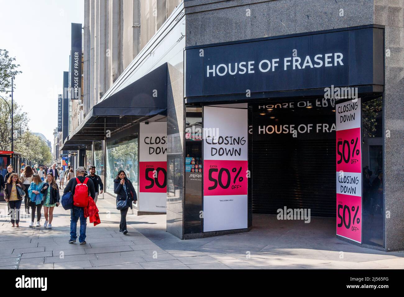 Verkaufsabschluss im House of Fraser in der Oxford Street, London, Großbritannien Stockfoto