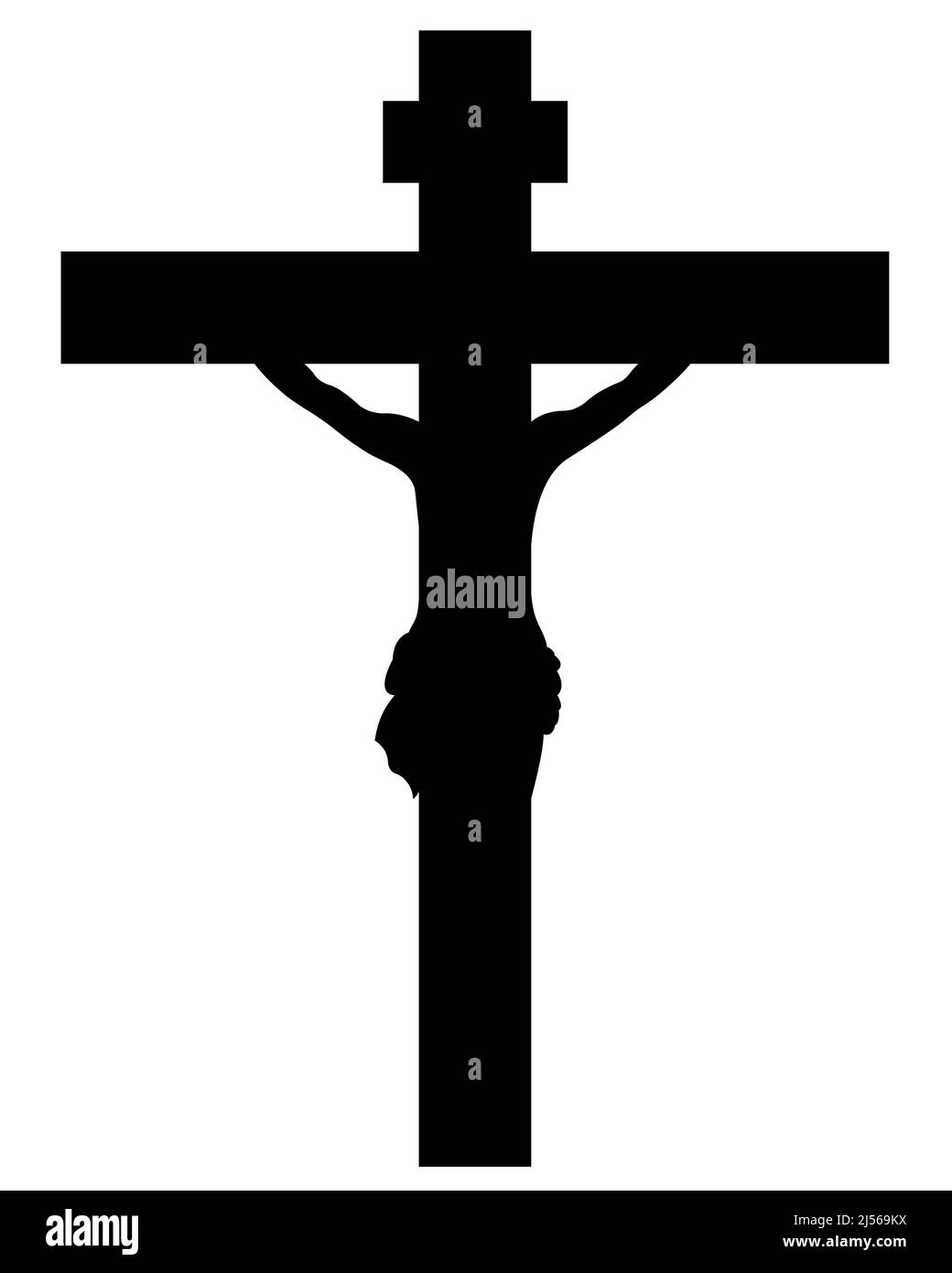 Darstellung von Jesus Christus am Kreuz isoliert auf Weiß Stockfoto