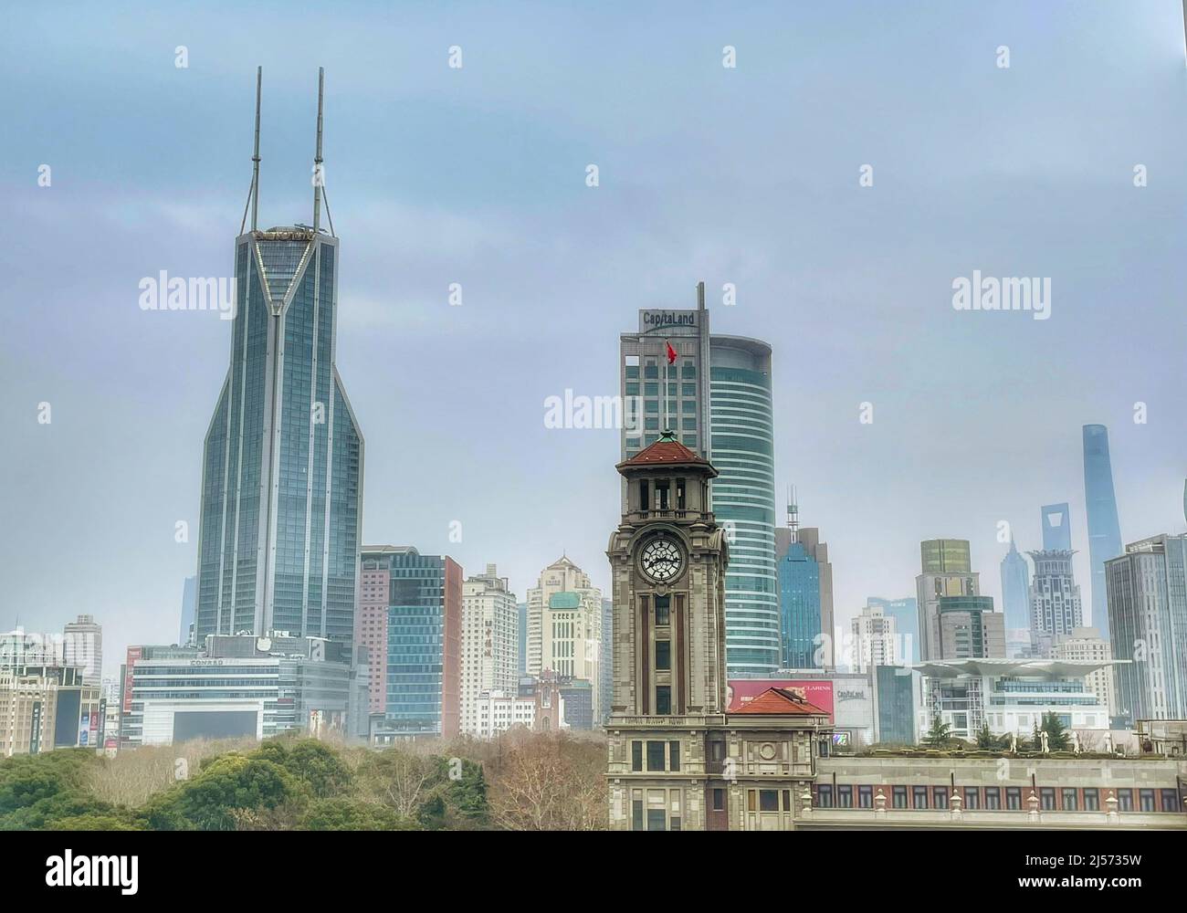 Blick von den Vierteln Xintiandi und People's Square in der Innenstadt von Shanghai Stockfoto
