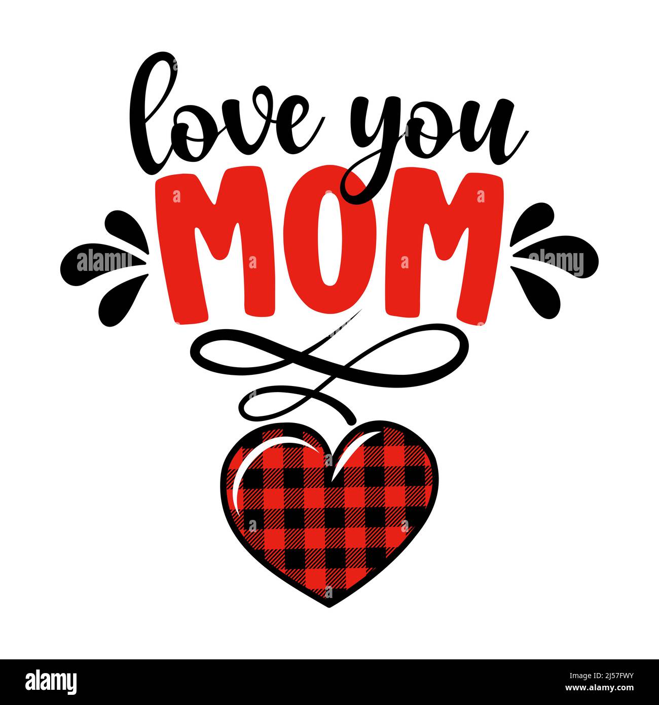 Ich liebe dich Mama - Happy Mothers Day Schriftzug. Handgemachte Kalligraphie mit meiner eigenen Handschrift. Muttertagskarte mit Krone. Gut für T-Shirt, Becher, Scra Stock Vektor