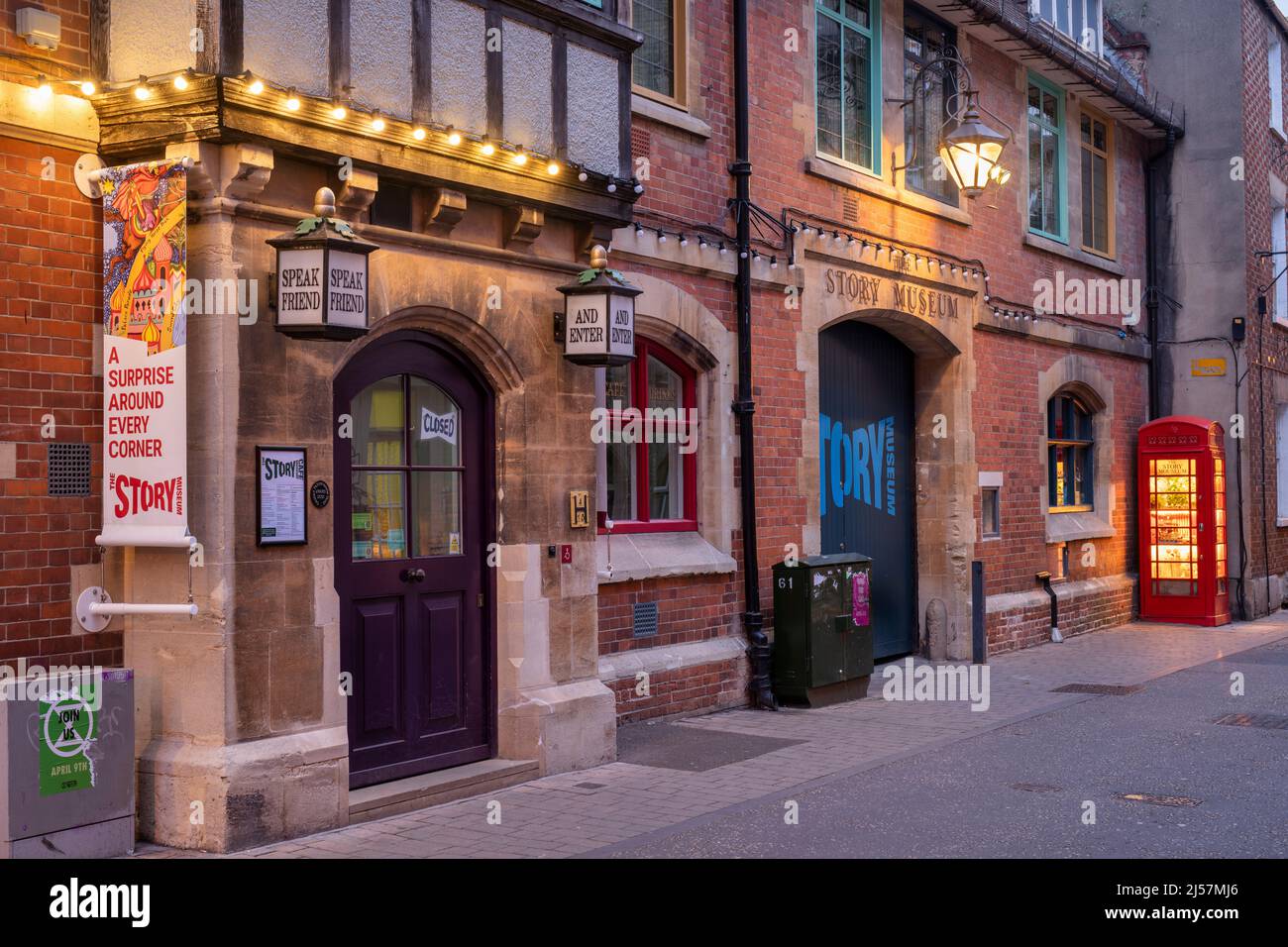 Das Story Museum am frühen Morgen. Pembroke Street, Oxford, England Stockfoto