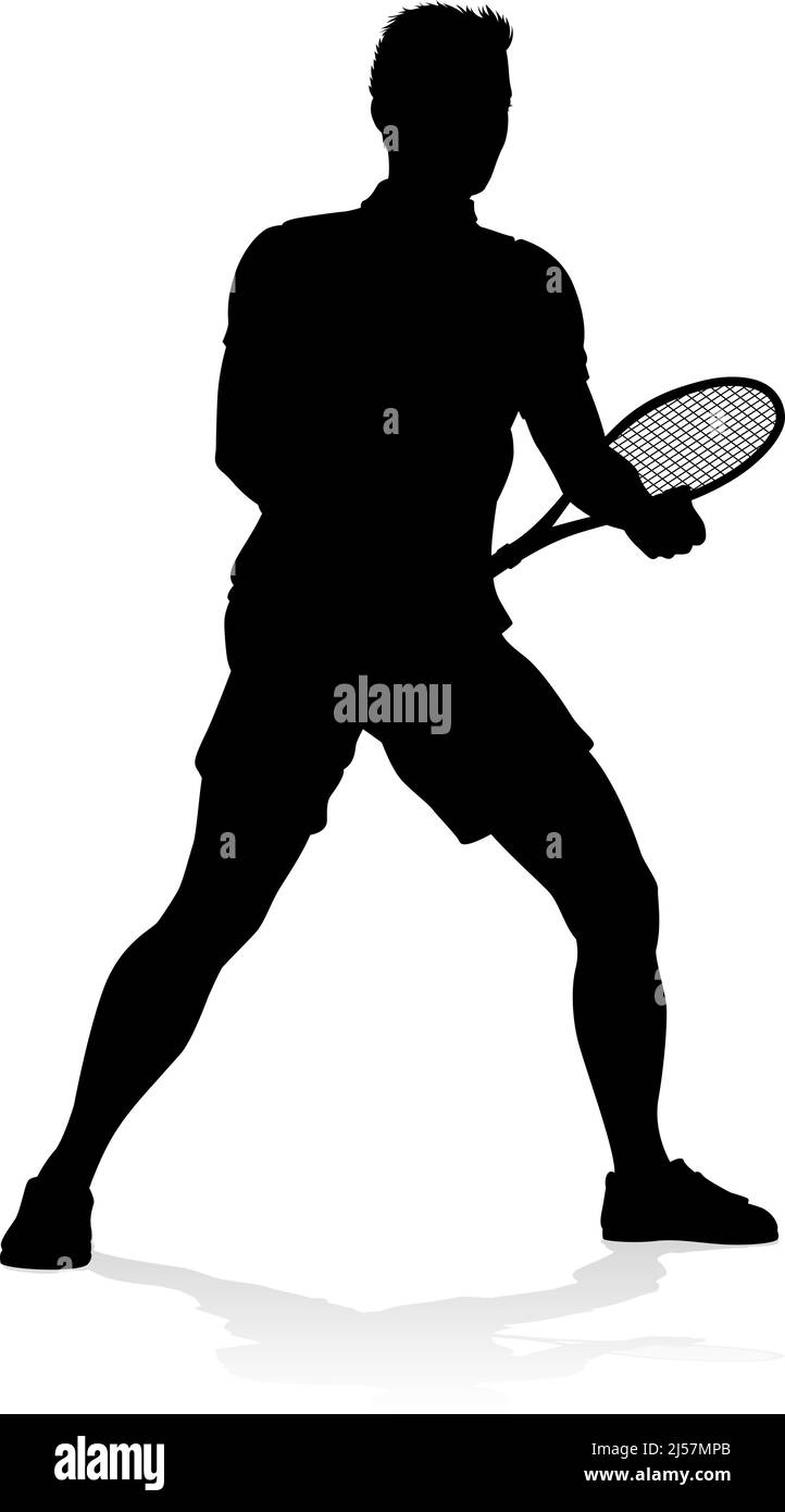 Tennis Spieler Mann Sport Person Silhouette Stock Vektor