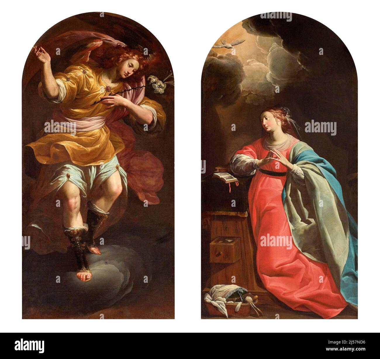 Arcangelo Gabriele e Madonna Annunciata - olio su tela - Giovanni Giacomo Barbelli - prima metà del XVII secolo - Crema (Cr) , Italia, Oratorio di S Stockfoto