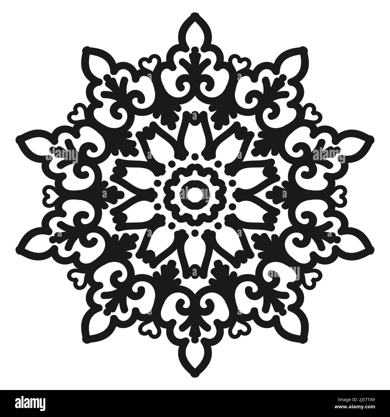 Dekorative Blume Mandala. Klassisches orientalisches Muster. Antistress Malbuch Seite. Vektorgrafik. Stock Vektor