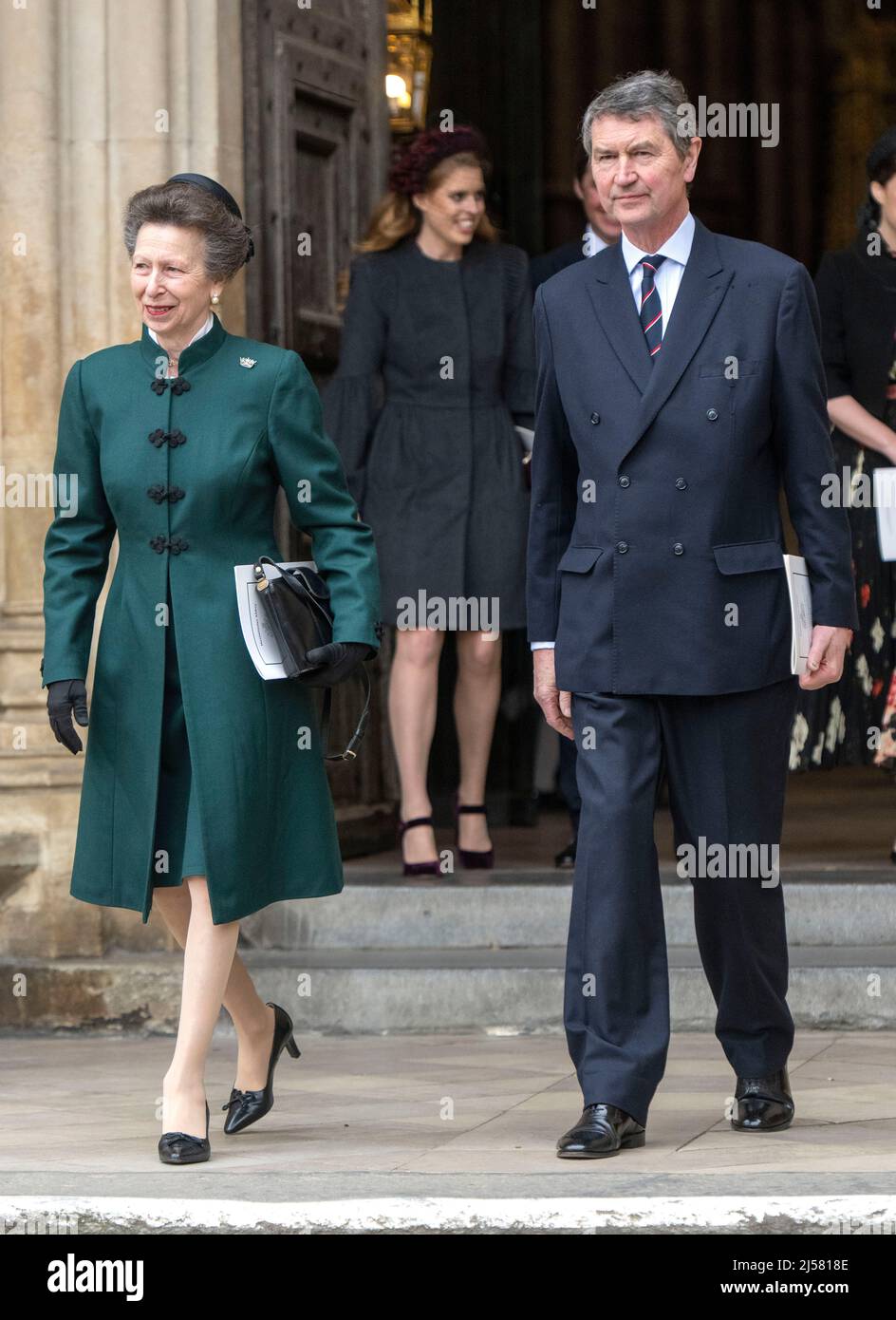 London, Großbritannien. 29. März 2022. Prinzessin Anne, die Prinzessin Royal und ihr Ehemann Vizeadmiral Timothy Laurence nehmen an einem Gedenkgottesdienst für Prinz Phi Teil Stockfoto