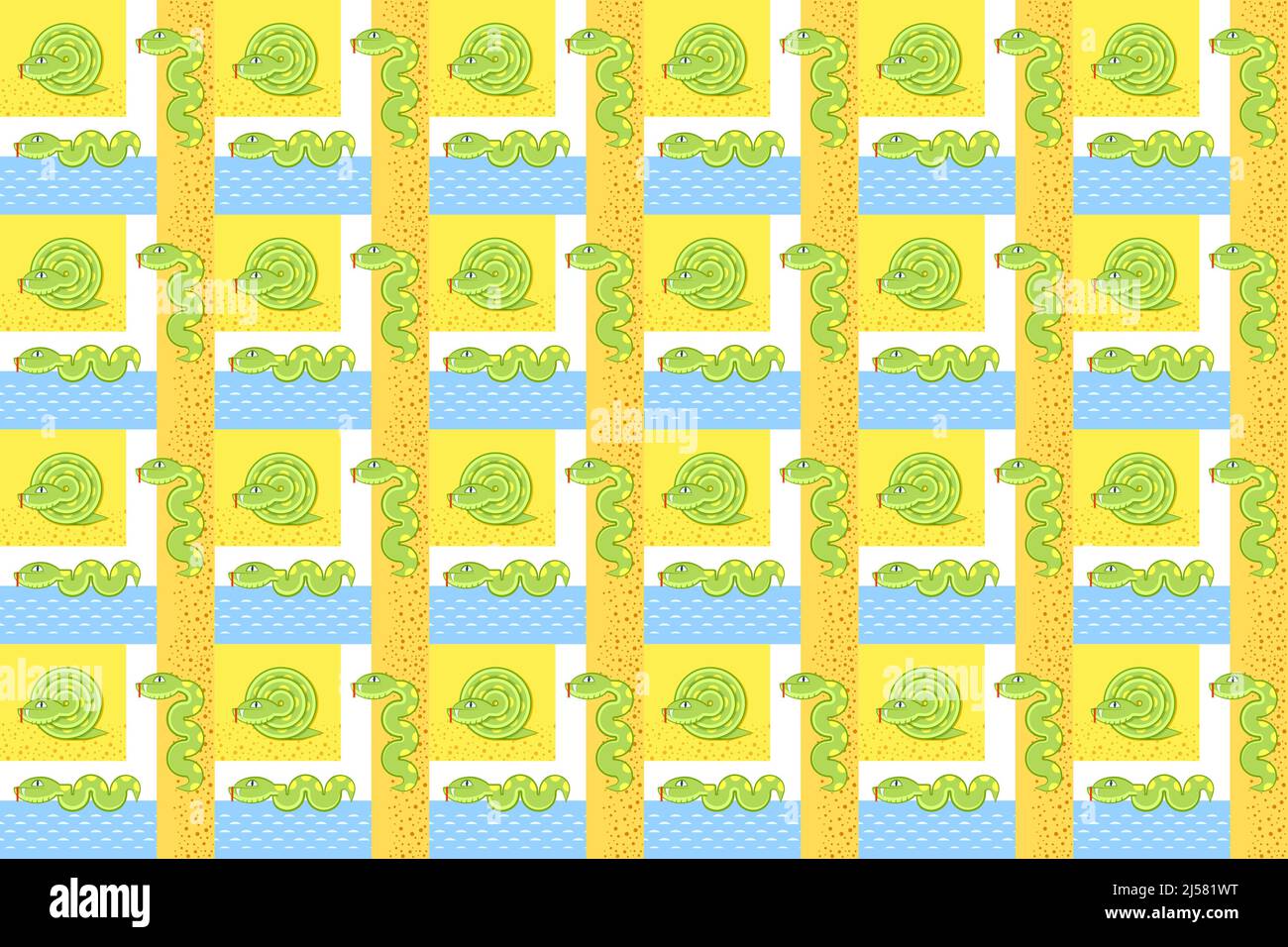 Snake Cartoon auf Meer nahtlose Muster Hintergrund Stock Vektor