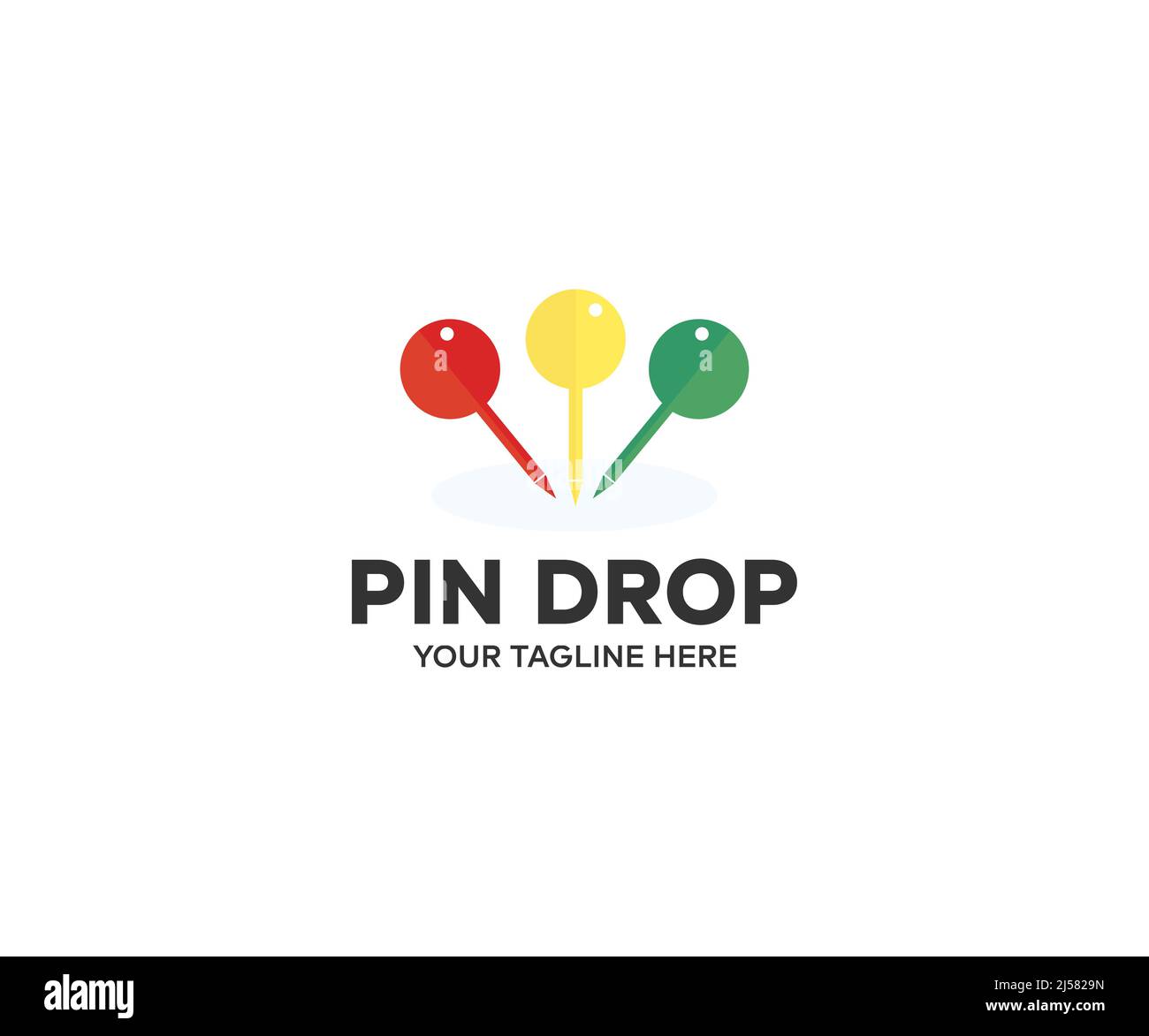 Farbkarte Pin Zeichen Lage Logo Design. Positionssymbol. Aufbau und Illustration des Pinvektors für die Position. Stock Vektor