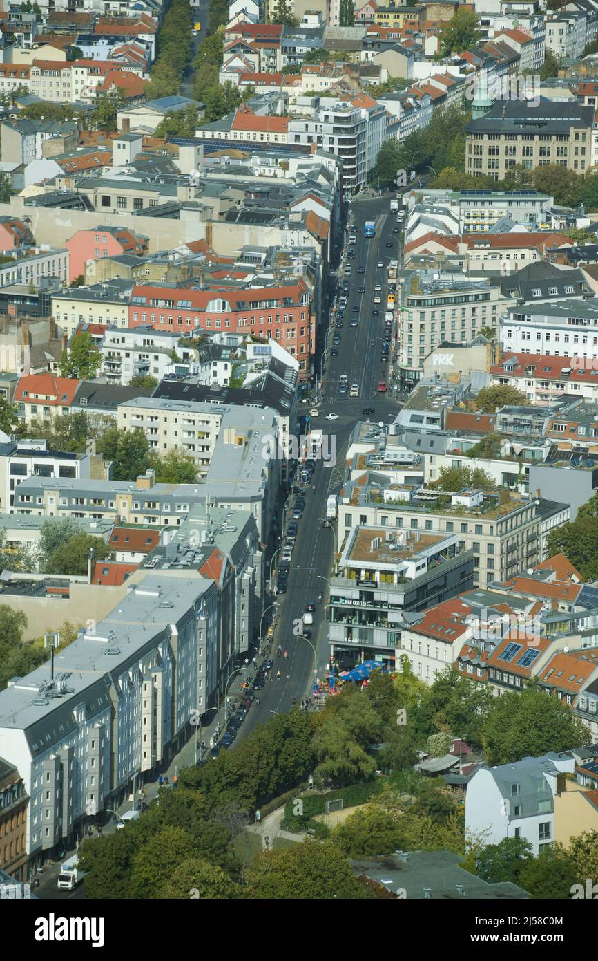 Stadtblick Luftbild, Rosenthaler Straße, Brunnenstraße, Prenzlauer Berg, Mitte, Berlin, Deutschland Stockfoto