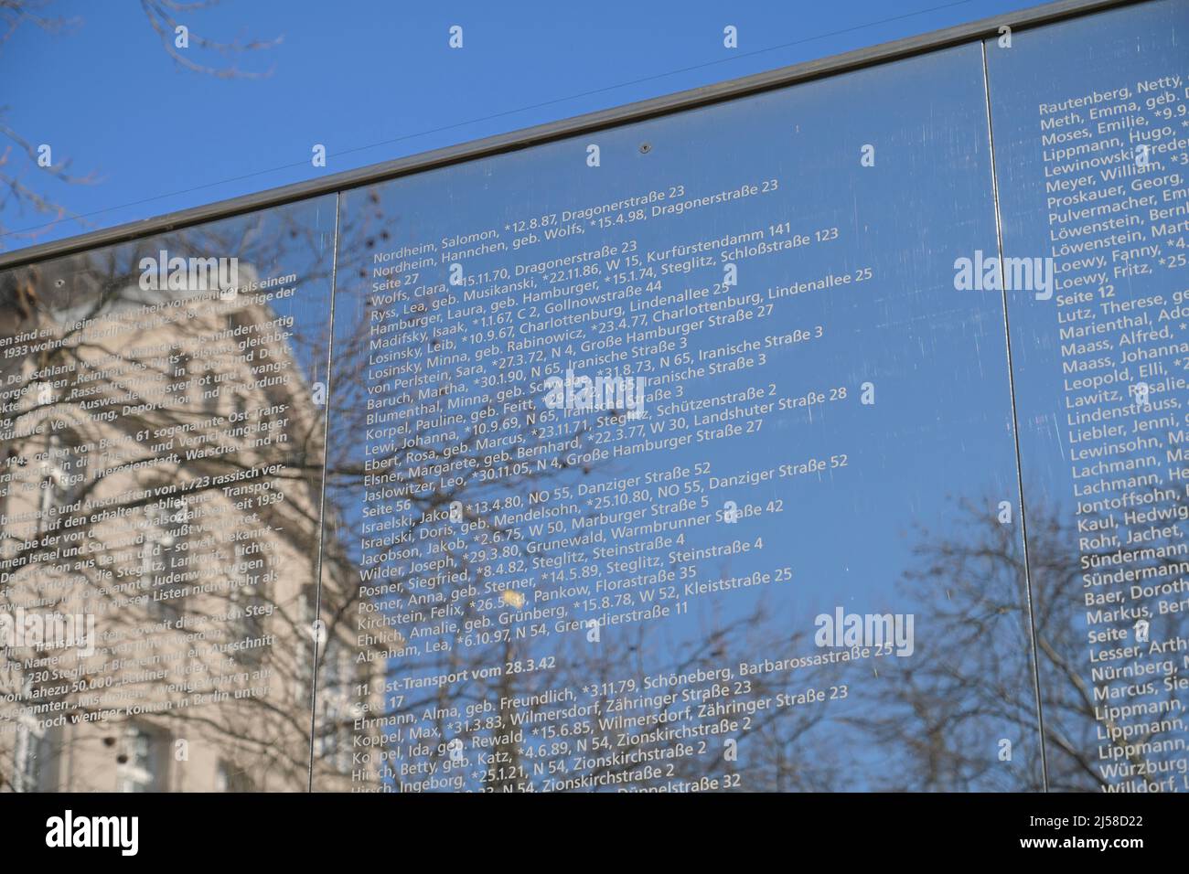 Gedenkstätte, Spiegelwand, Hermann-Ehlers-Platz, Steglitz, Steglitz-Zehlendorf, Berlin, Deutschland Stockfoto