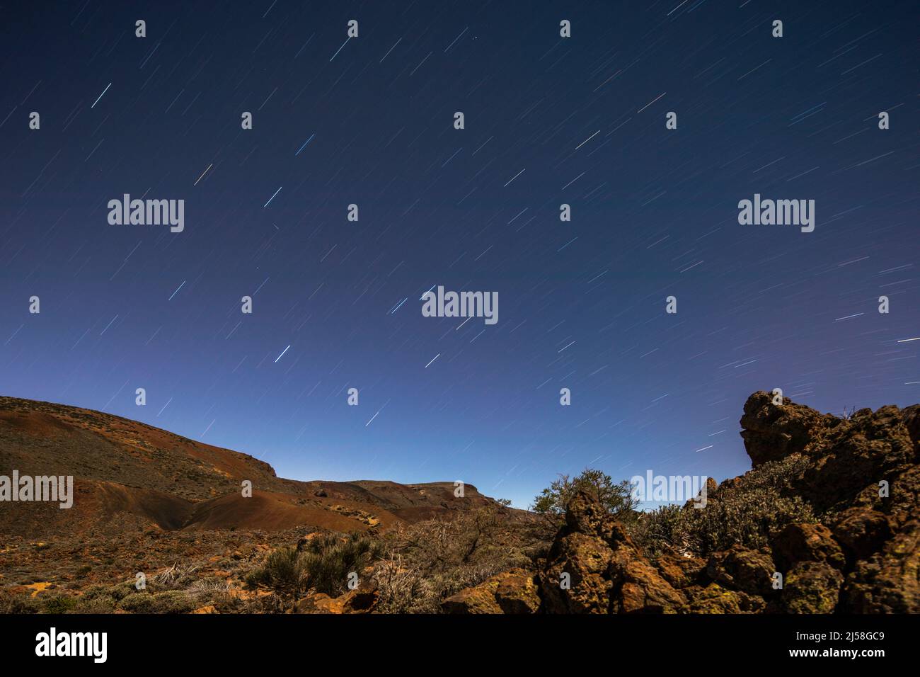 Sterne bei Nacht im el teide teneriffa Stockfoto