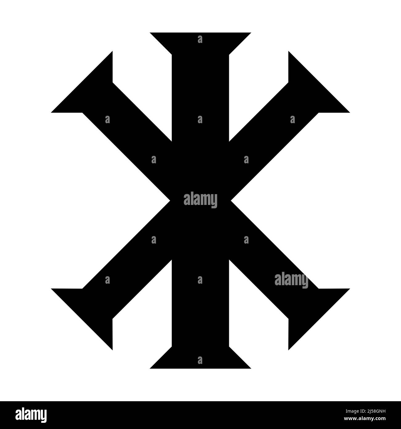 Symbol für IOTA-Chi-Kreuz Stockfoto