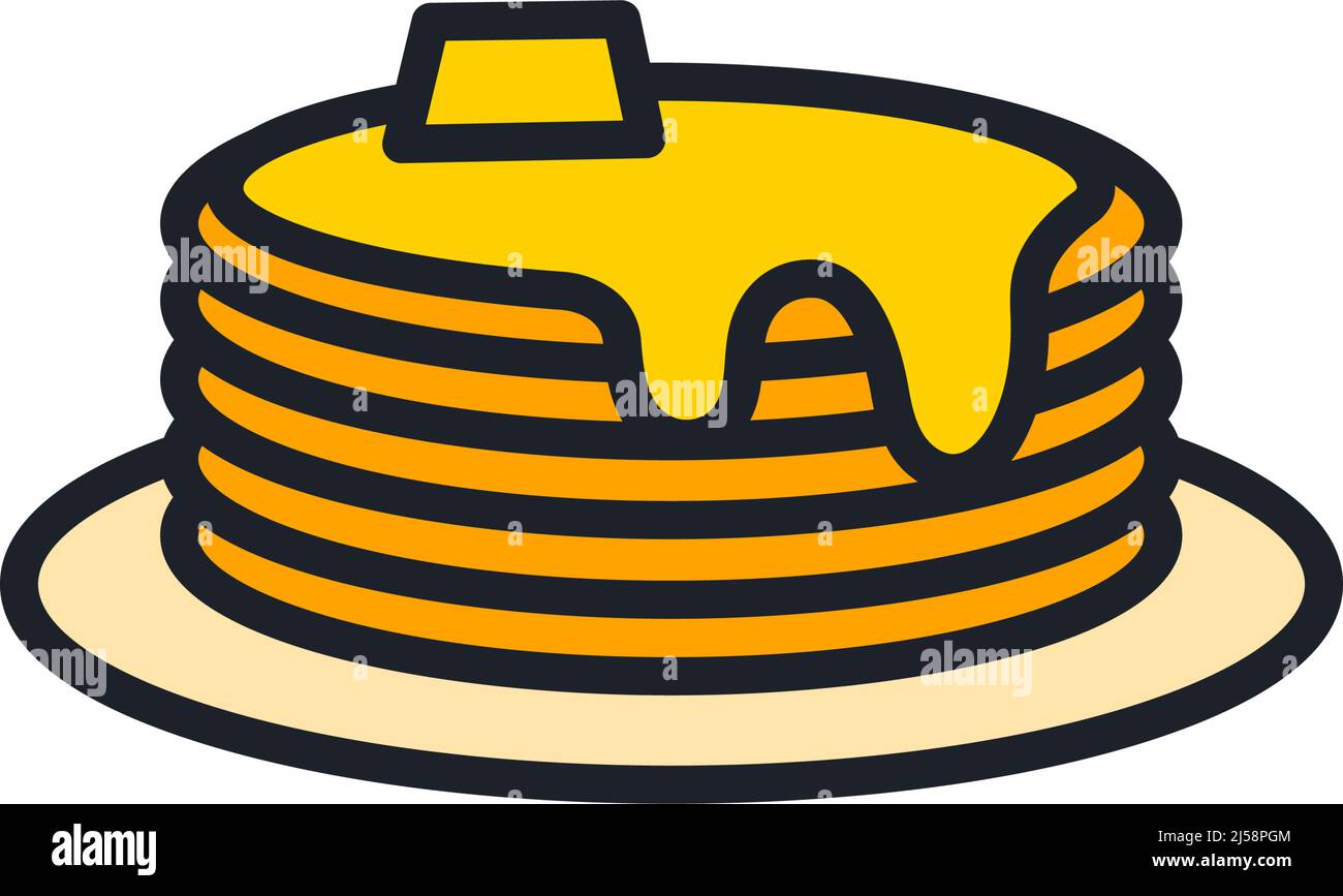 Symbol für die isolierte Linienfarbe der Pfannkuchen. Symbole für Bäckereilinien Stock Vektor