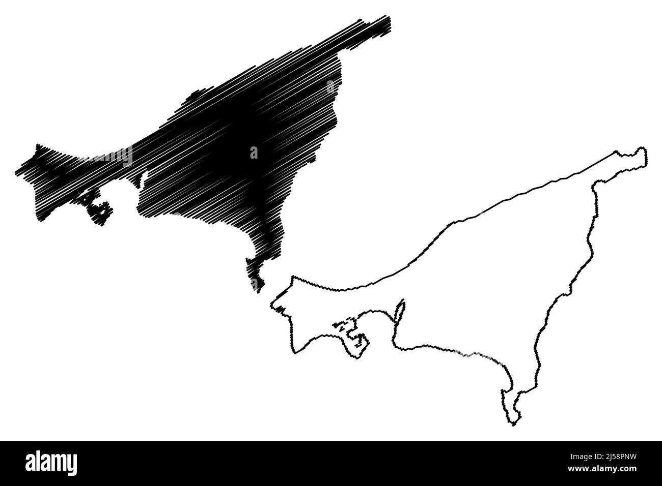 Wolin Insel (Ostsee, Republik Polen) Karte Vektor Illustration, Skizze Wolin Karte Stock Vektor