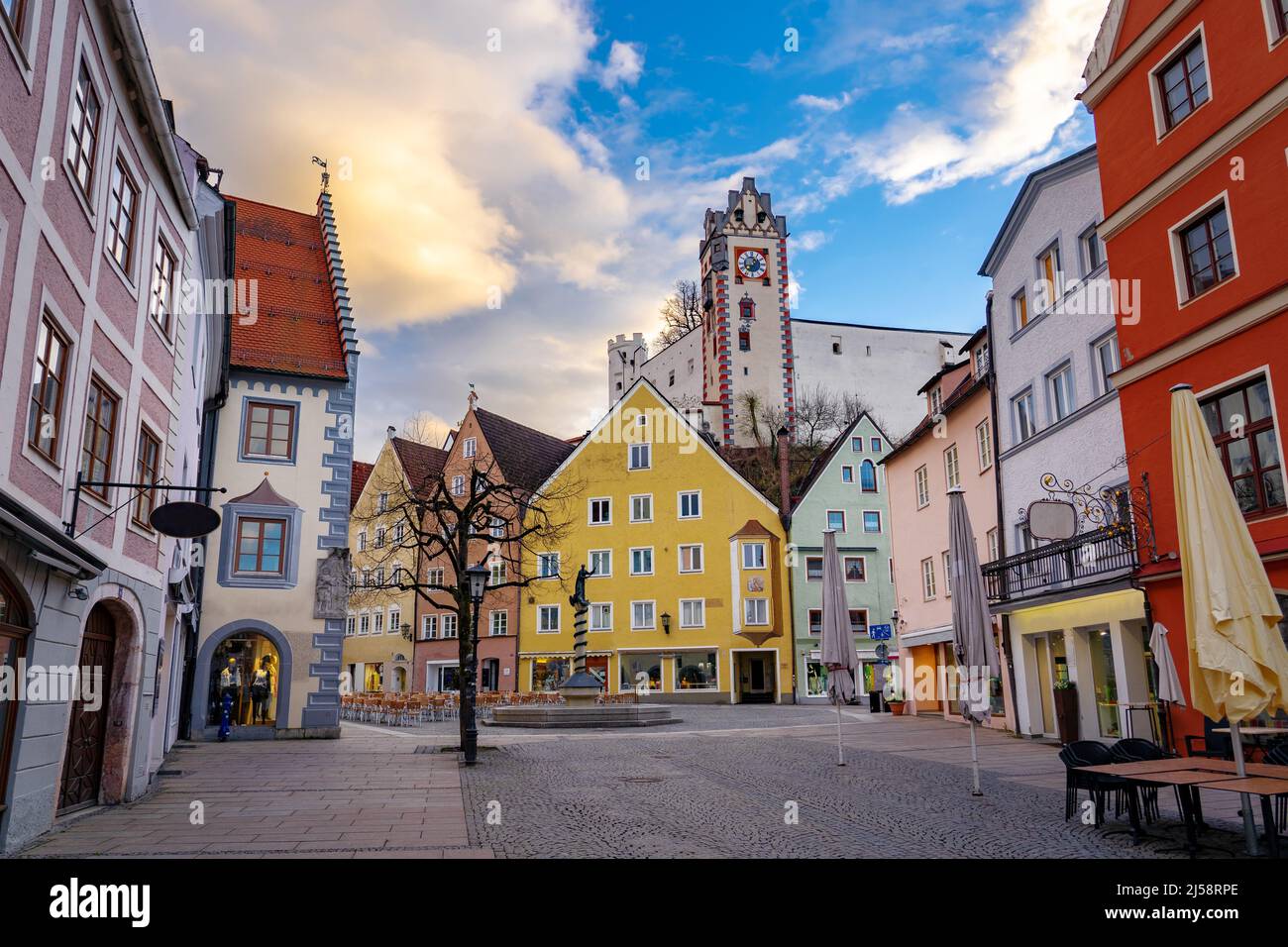Schöne bunte romantische Stadt Füssen Deutschland Stockfoto