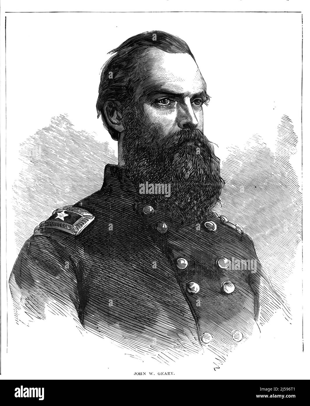Porträt von John White Geary, General der Union Army im amerikanischen Bürgerkrieg. 19.-Jahrhundert-Illustration Stockfoto