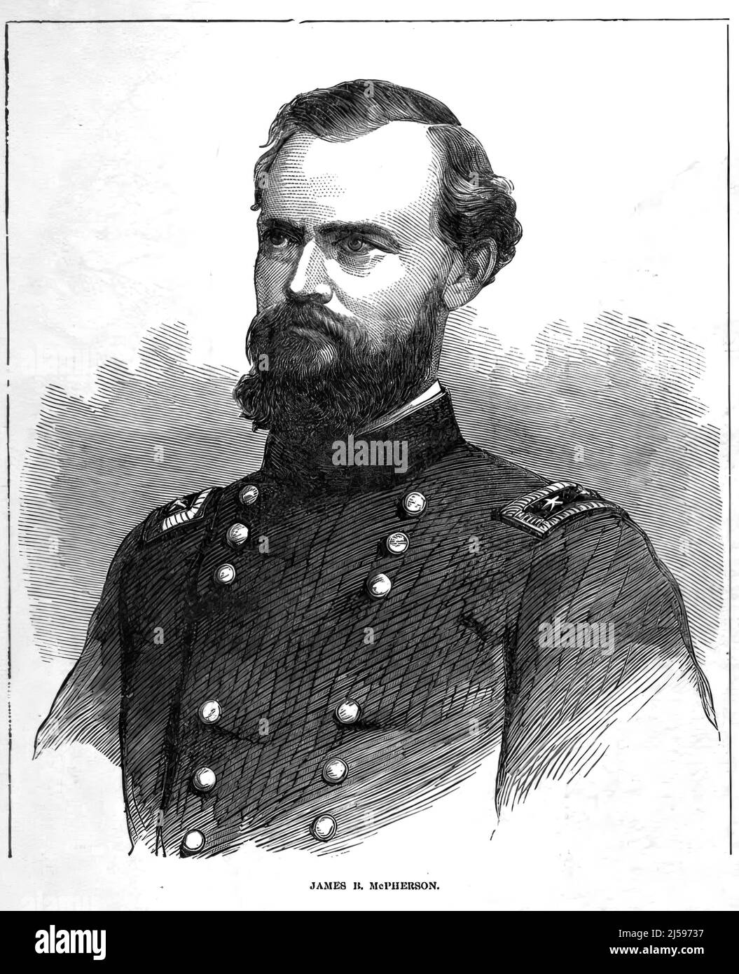 Porträt von James Birdseye McPherson, Generalmajor der Union Army im amerikanischen Bürgerkrieg. 19.-Jahrhundert-Illustration Stockfoto