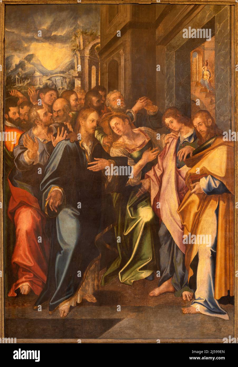 MONOPOLI, ITALIEN - 5. MÄRZ 2022: Das Renaissance-Gemälde von Jesus und den Söhnen des Zebedäus in der Kirche Basilica di Maria Santissima della Madia Stockfoto