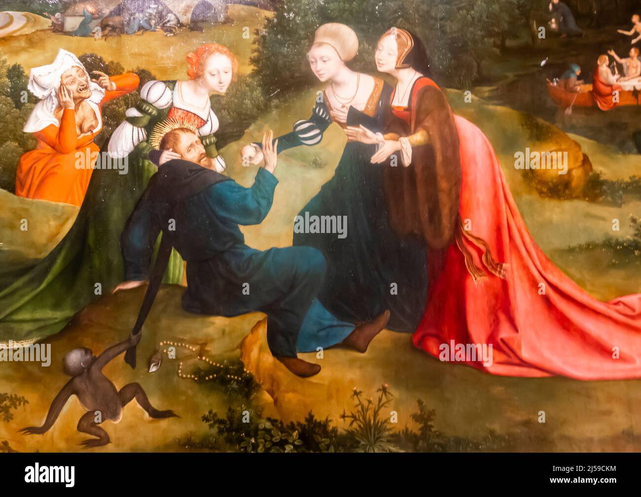 Joachim Patinir - die Versuchungen des heiligen Antonius 1520 - 1524. Öl auf Tafel - Fragment - Prado Museum, Madrid, Spanien Stockfoto