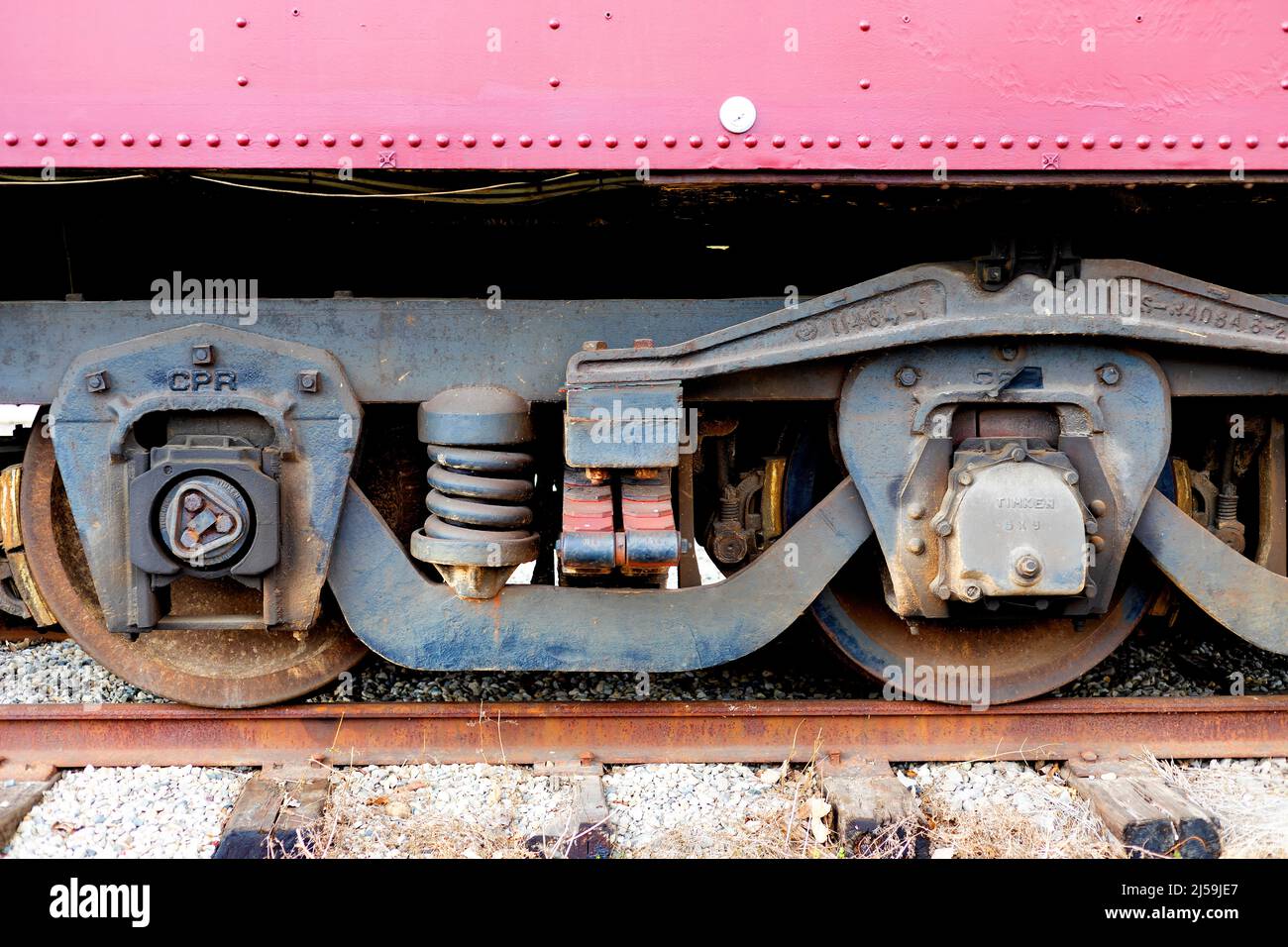 Räder für Pkw-Triebwagen. Ontario, Kanada Stockfoto