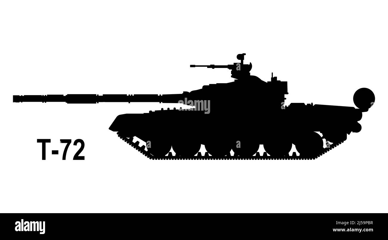 Kampfpanzer T-72. Tanksymbol. Vektorgrafik. Silhouette des Tanks Stock Vektor