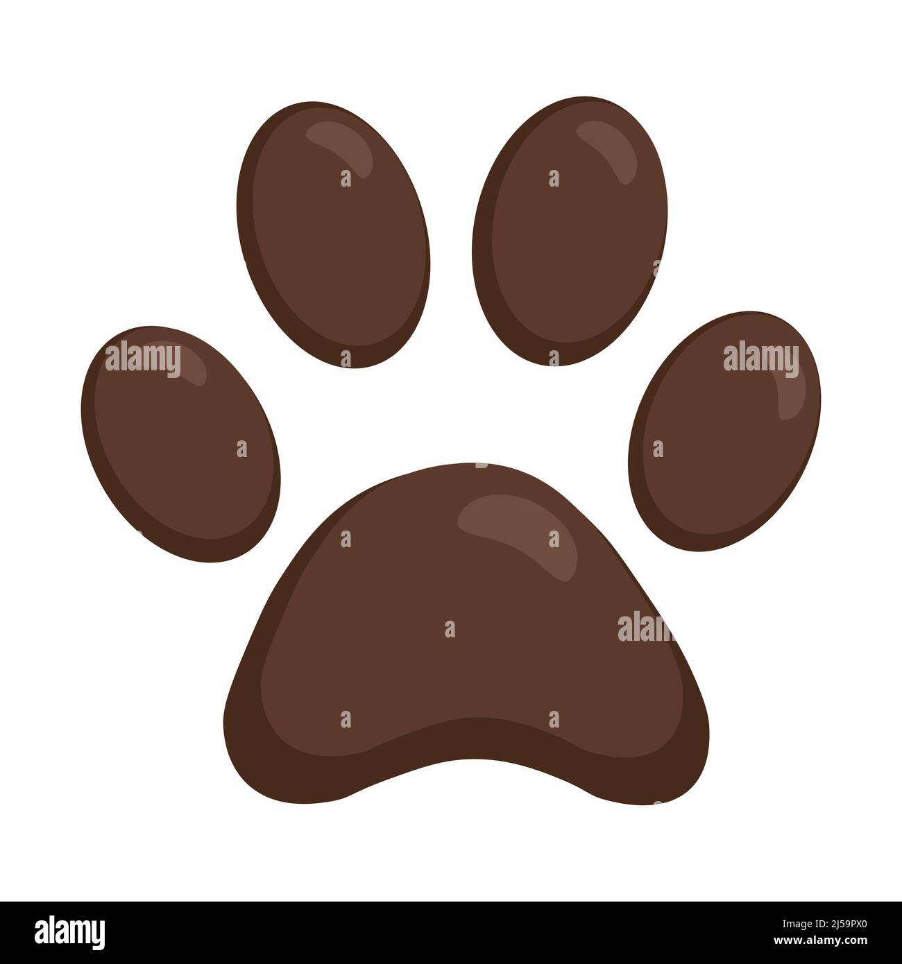 Hund oder Katze Pfote, Cartoon-Vektor Farbe Fußabdruck Symbol. Stock Vektor
