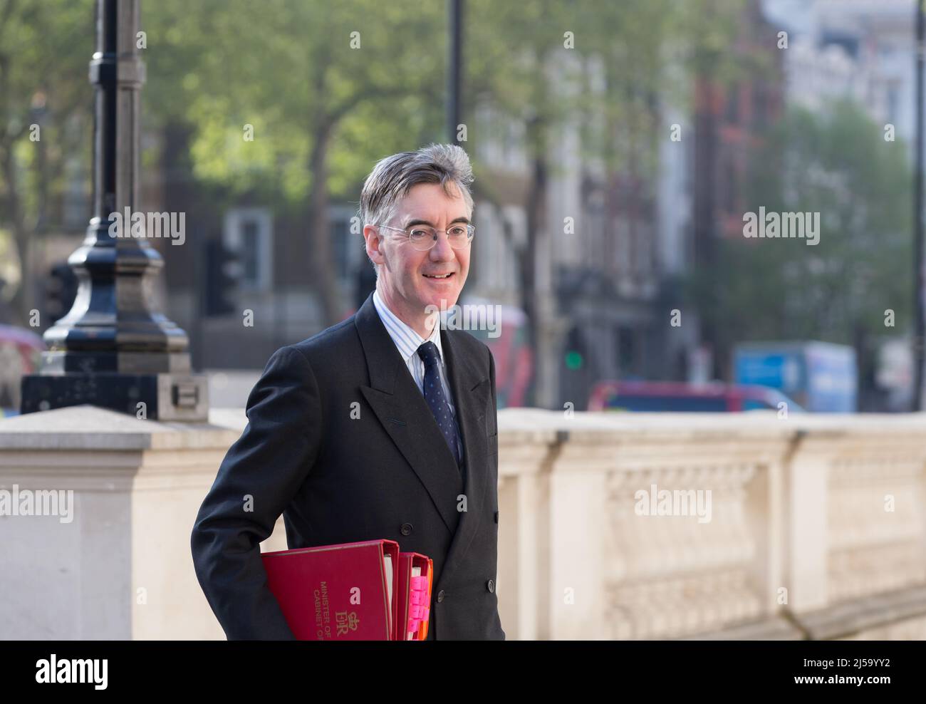 London, großbritannien, 19.. April, Jacob Rees-Mogg, trifft im Kabinett ein, Stockfoto