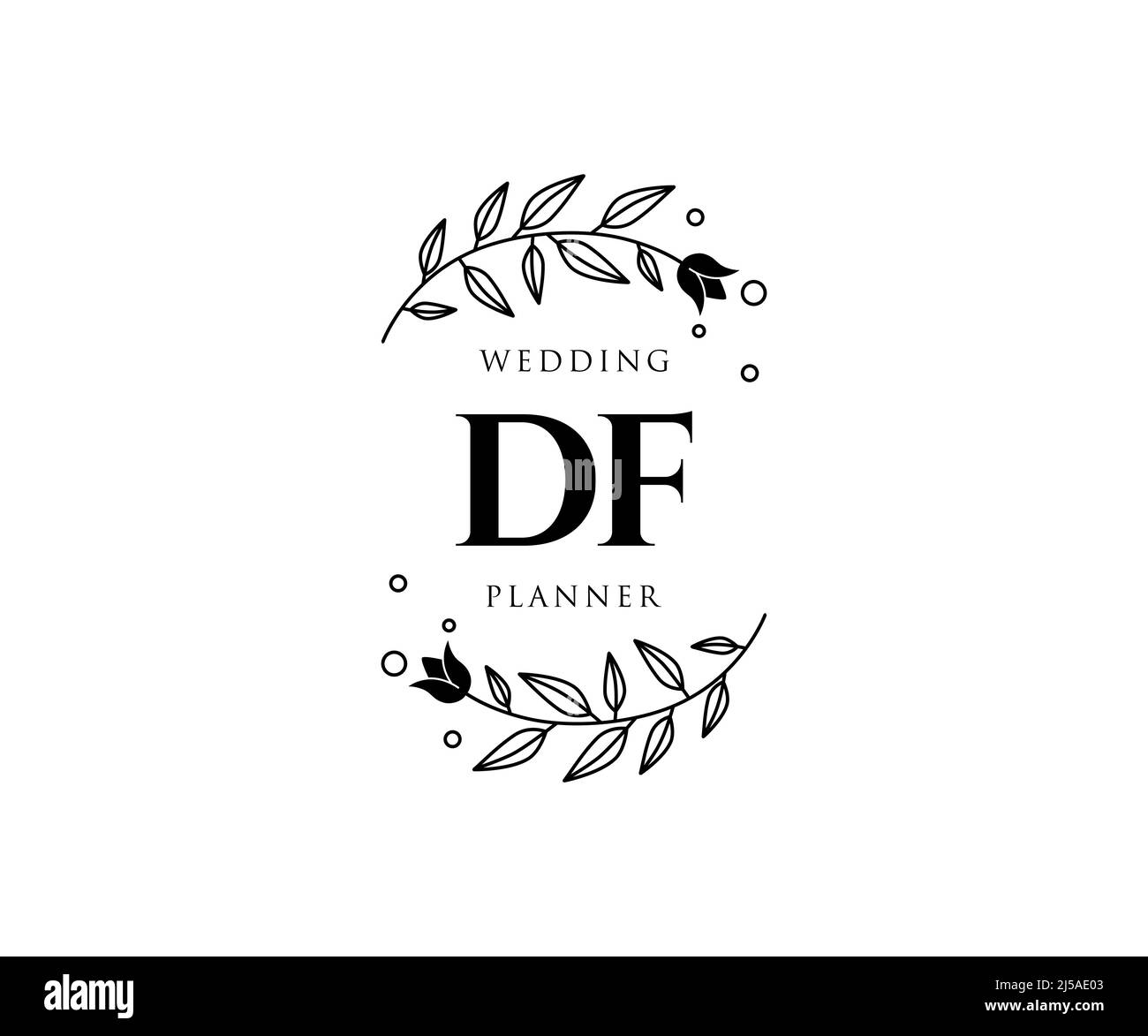 DF Initials Letter Hochzeit Monogram Logos Kollektion, handgezeichnete moderne minimalistische und florale Vorlagen für Einladungskarten, Save the Date, elegant Stock Vektor
