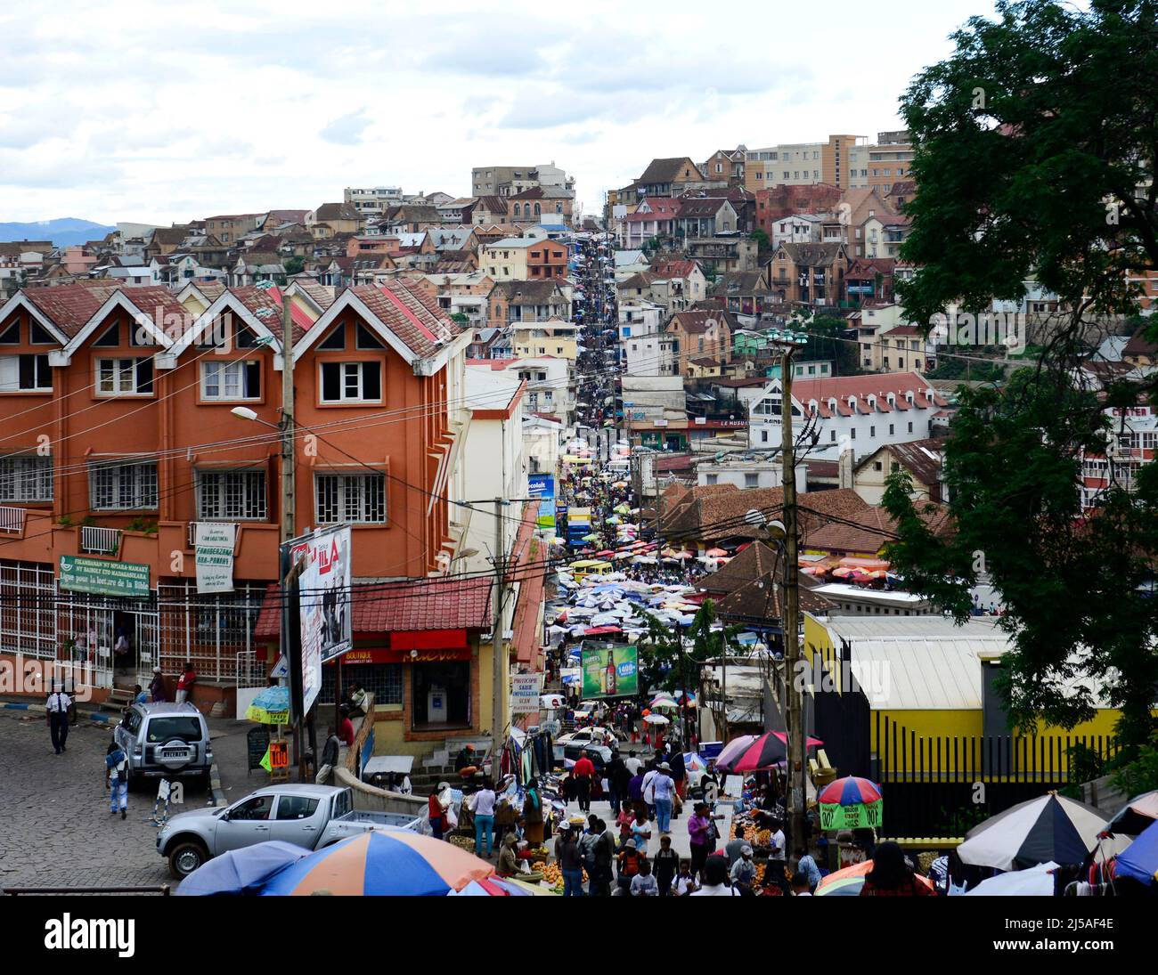 Das pulsierende Stadtzentrum von Antananarivo, Madagaskar. Stockfoto