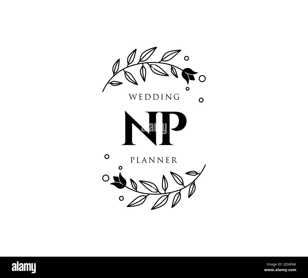 NP Initials Letter Hochzeit Monogram Logos Kollektion, handgezeichnete moderne minimalistische und florale Vorlagen für Einladungskarten, Save the Date, elegant Stock Vektor