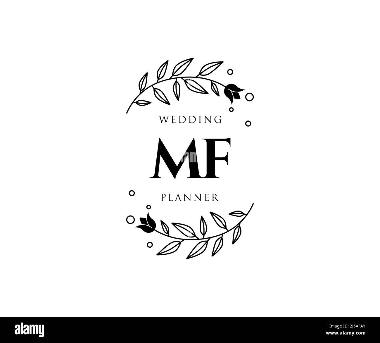 MF Initials Letter Hochzeit Monogram Logos Kollektion, handgezeichnete moderne minimalistische und florale Vorlagen für Einladungskarten, Save the Date, elegant Stock Vektor