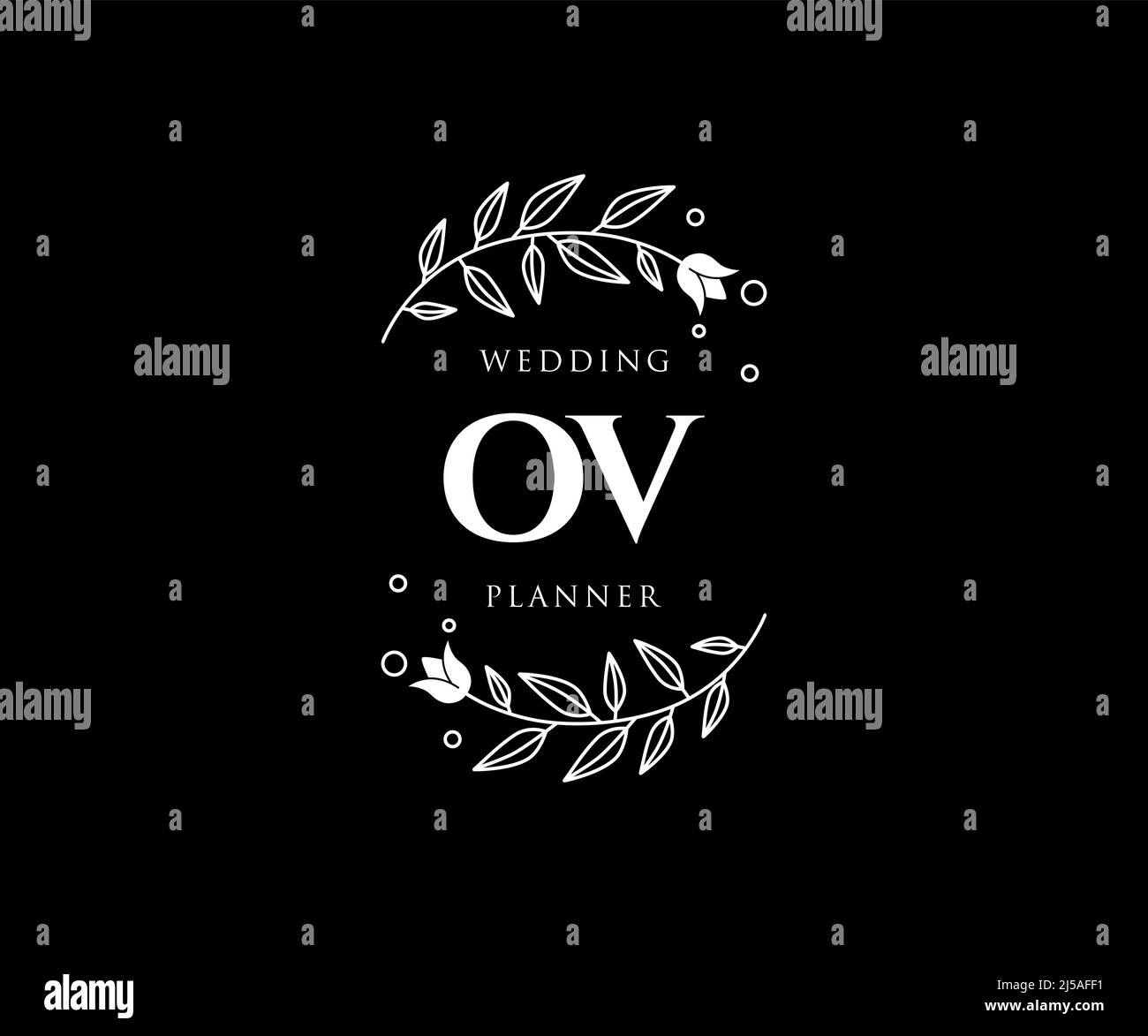 OV Initials Letter Hochzeitslogos Kollektion, handgezeichnete moderne minimalistische und florale Vorlagen für Einladungskarten, Save the Date, elegant Stock Vektor