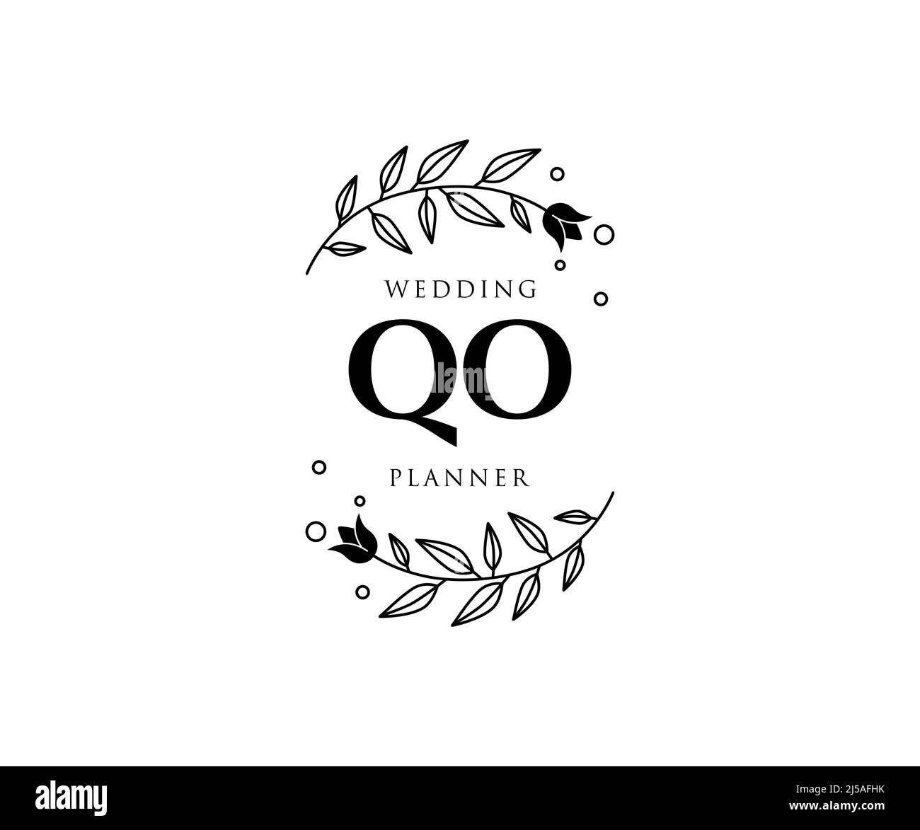 QO Initials Letter Hochzeit Monogram Logos Kollektion, handgezeichnete moderne minimalistische und florale Vorlagen für Einladungskarten, Save the Date, elegant Stock Vektor