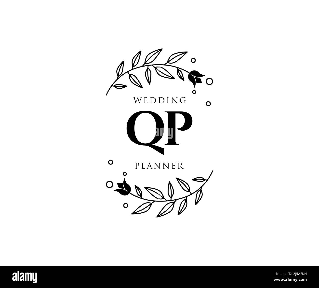 QP Initials Letter Hochzeit Monogram Logos Kollektion, handgezeichnete moderne minimalistische und florale Vorlagen für Einladungskarten, Save the Date, elegant Stock Vektor