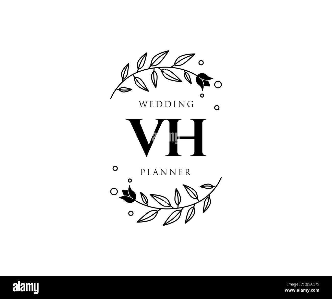 VH Initials Letter Hochzeit Monogram Logos Kollektion, handgezeichnete moderne minimalistische und florale Vorlagen für Einladungskarten, Save the Date, elegant Stock Vektor