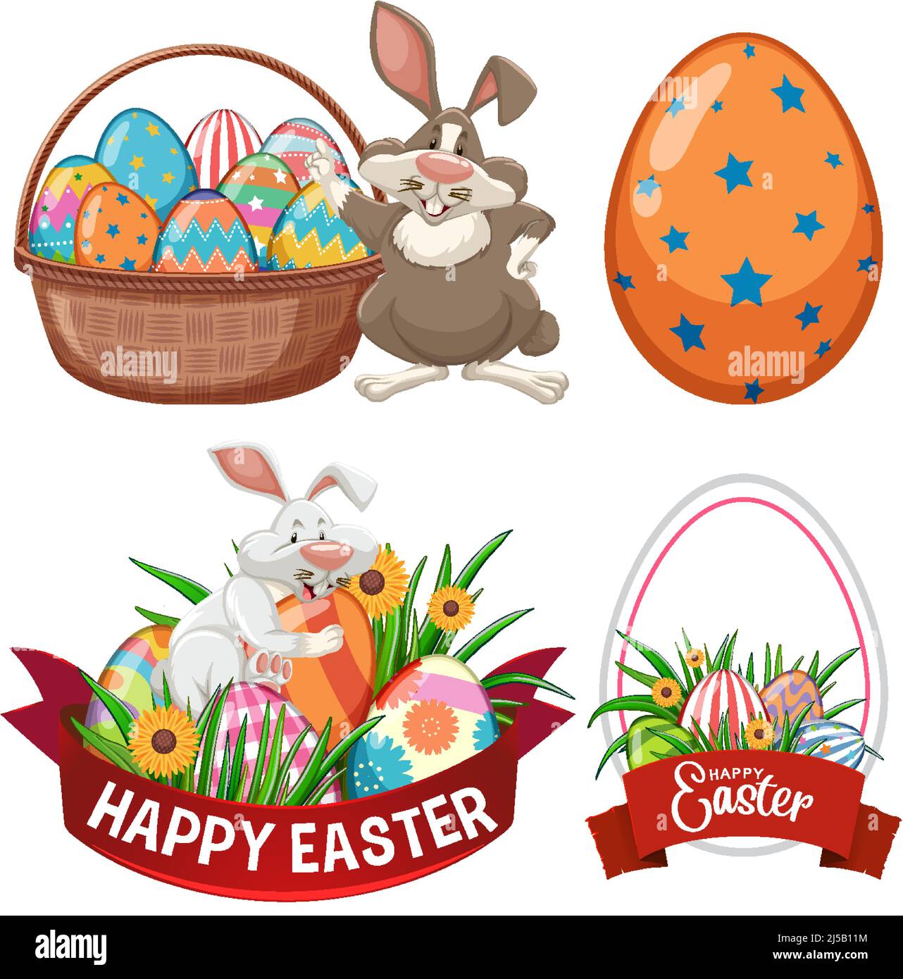 Frohes Osterfest mit Hase und Eier Illustration Stock Vektor