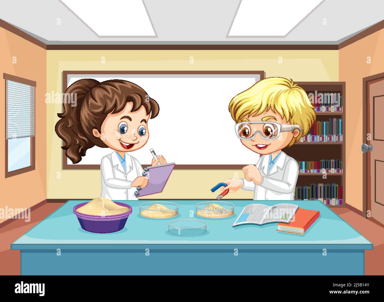 Wissenschaftler Kinder tun Wissenschaft Experiment Illustration Stock Vektor