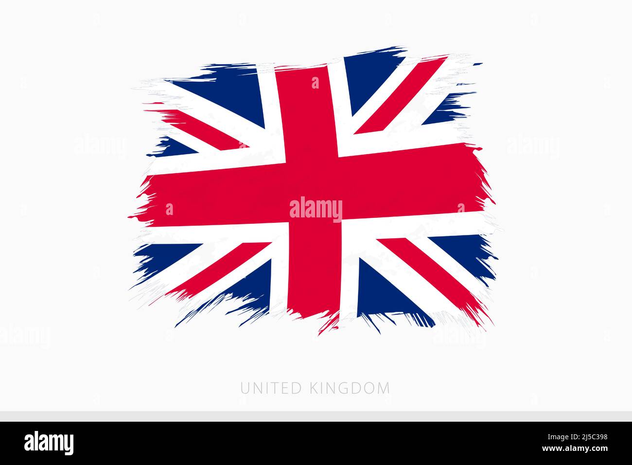 Grunge Flagge von Großbritannien, Vektor abstrakt Grunge gebürstete Flagge von Großbritannien auf grauem Hintergrund. Stock Vektor